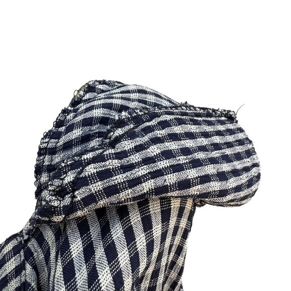 Caribe Vintage Womens Gingham Striped Sleeveless Top Button High Collar Jacket S - Picture 12 of 12